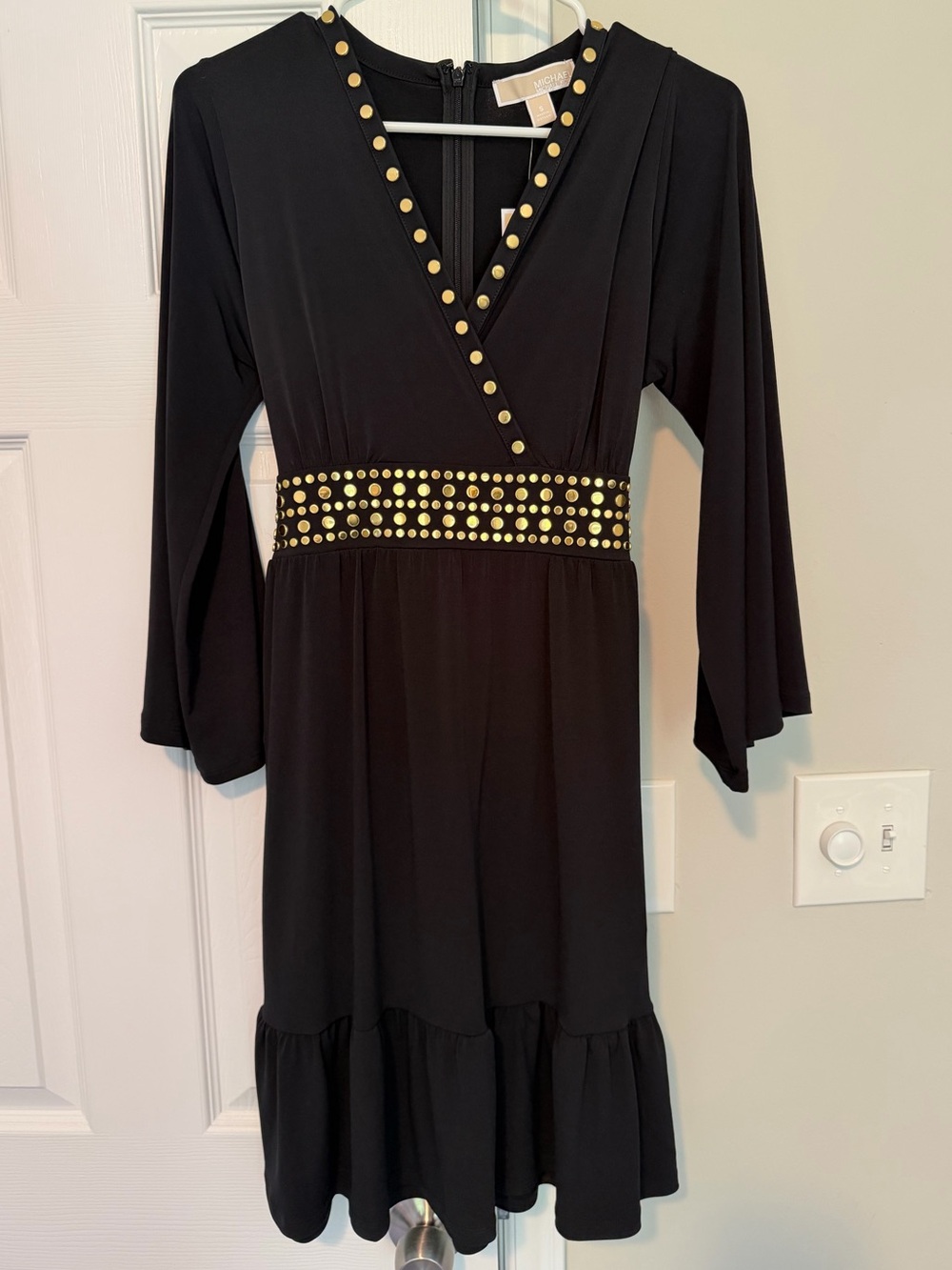 MICHAEL Michael Kors Studded Flounce Faux-Wrap Dress